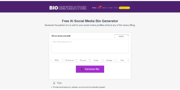 Social Media Bio Generator