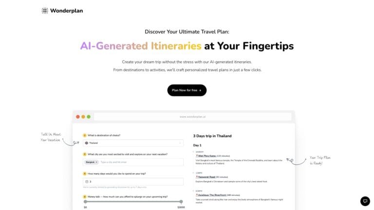 Free Wonderplan AI Tool Review