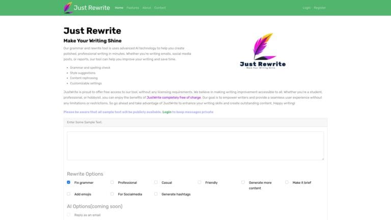 Free Just Rewrite AI Tool Review