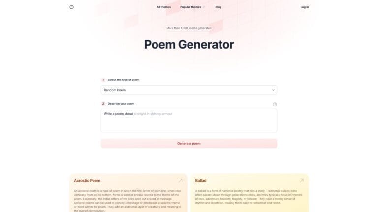 Free Poemgenerator.com AI Tool Review
