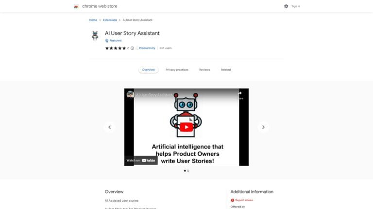 Smart User Story AI AI Chrome Extension AI Tool Review