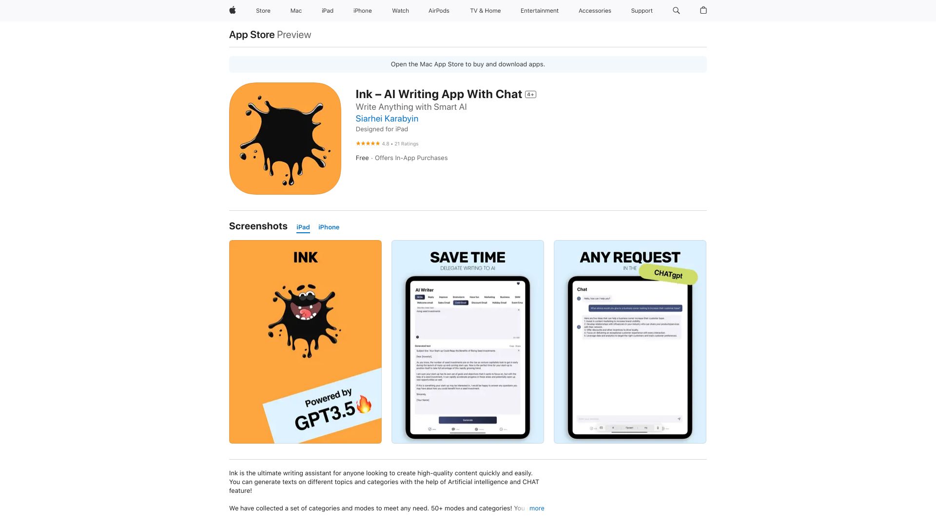 Ink – AI Writing App With Chat logo