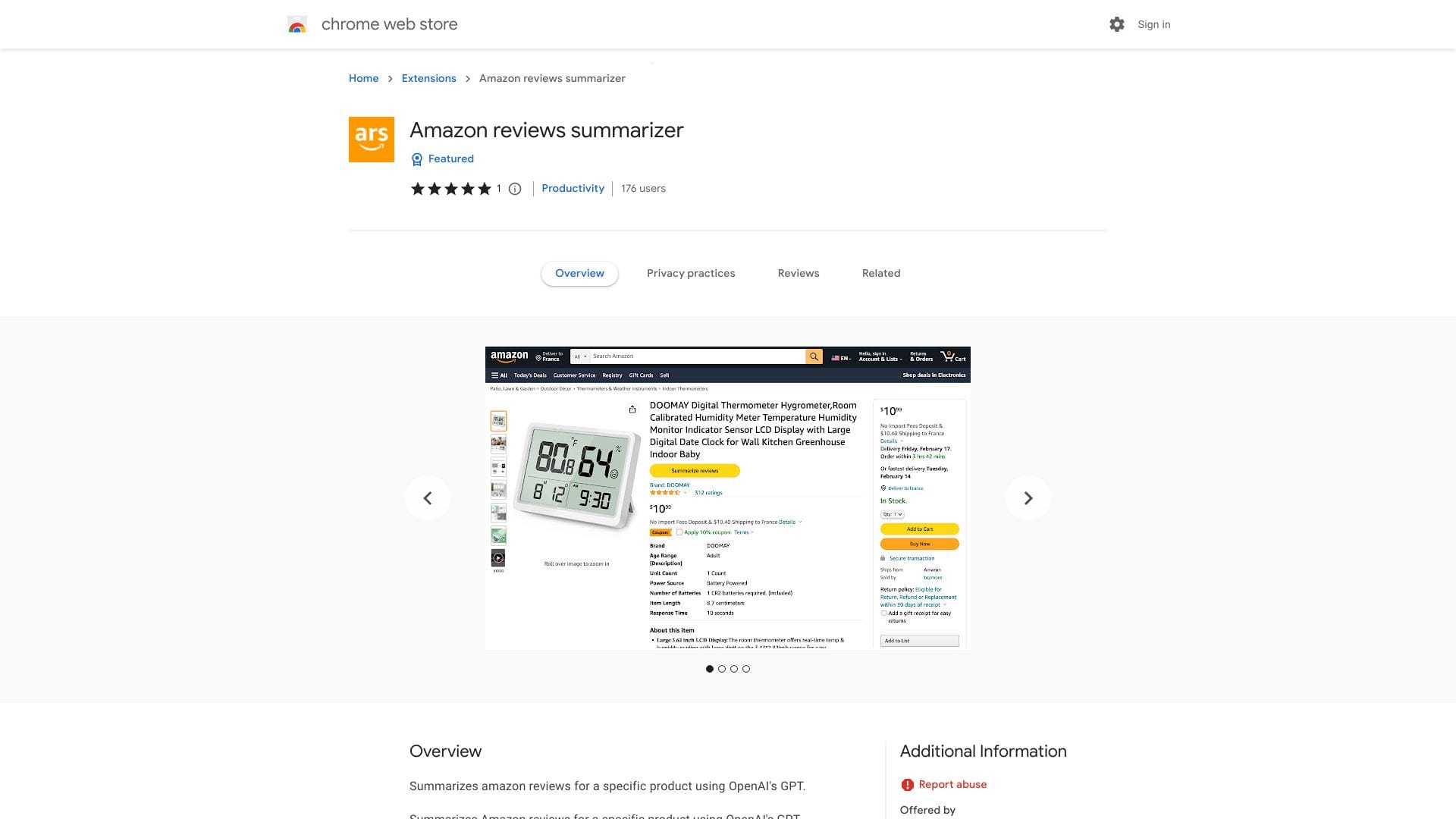 Amazon Reviews Summarizer ai chrome extension logo