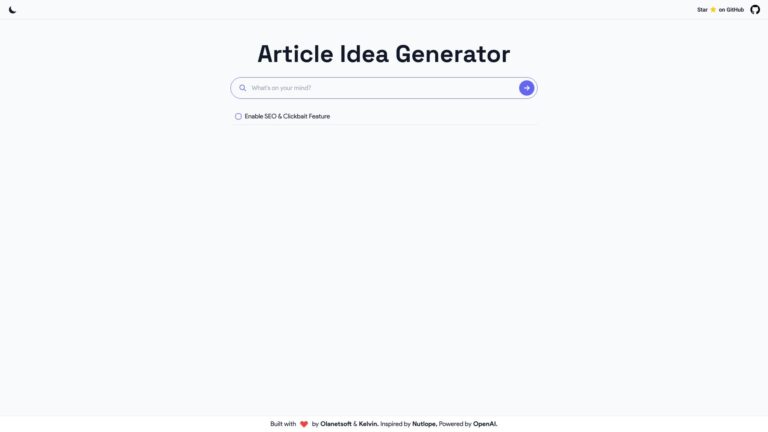 Advanced Article Idea Generator AI Tool Review