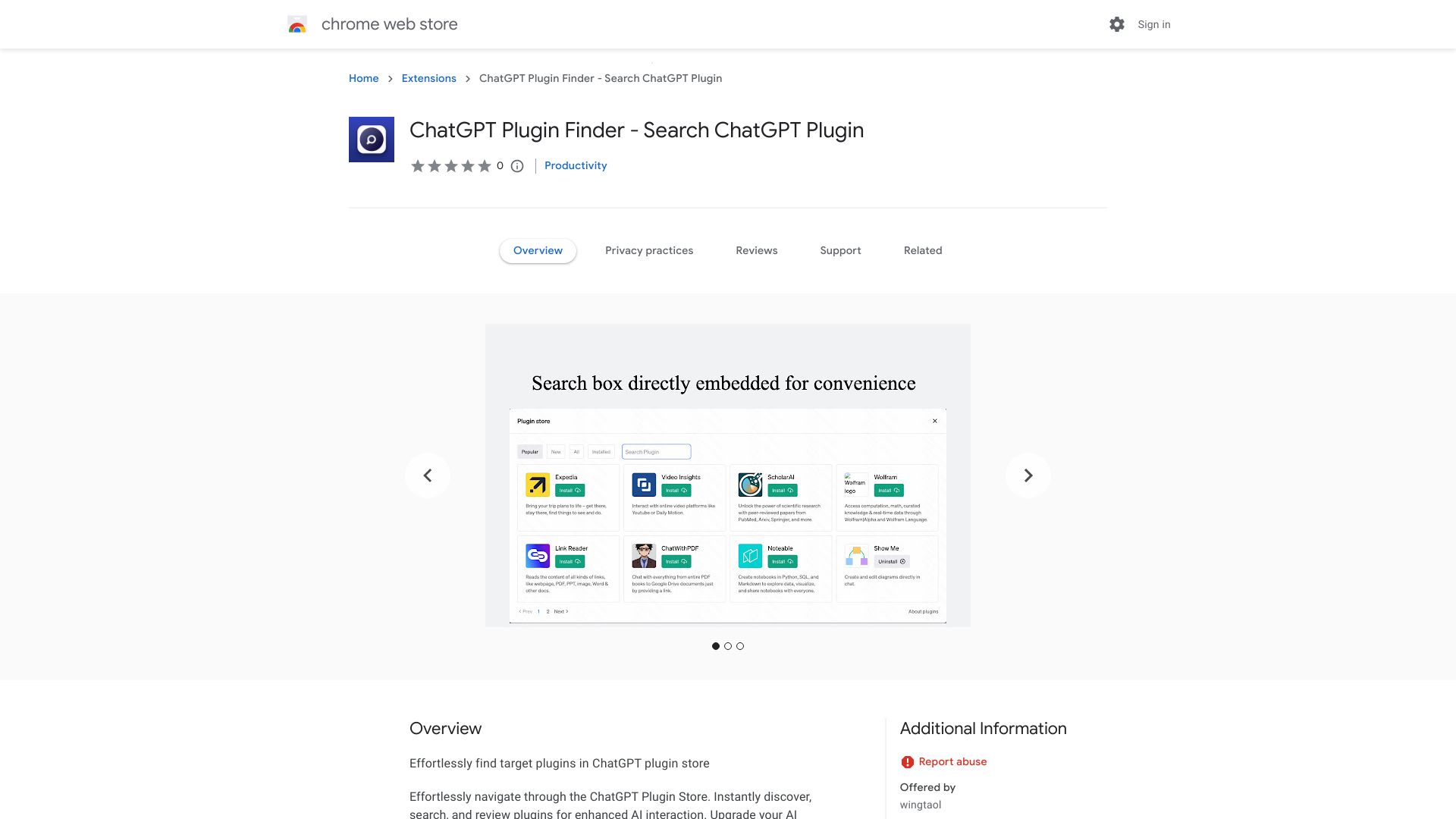 ChatGPT Plugin Finder ai chrome extension logo