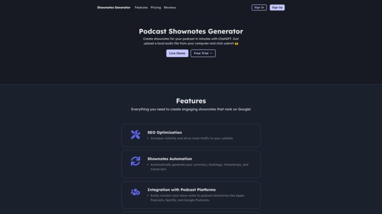 Trending Podcast Show Notes Generator AI Tool Review