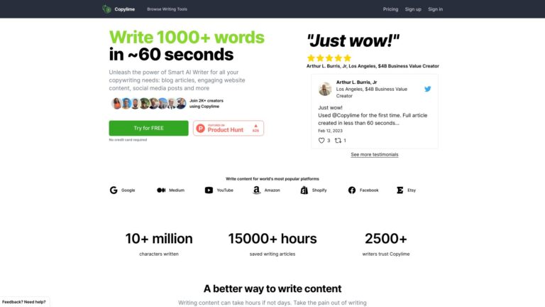 Best Copylime AI Tool Review