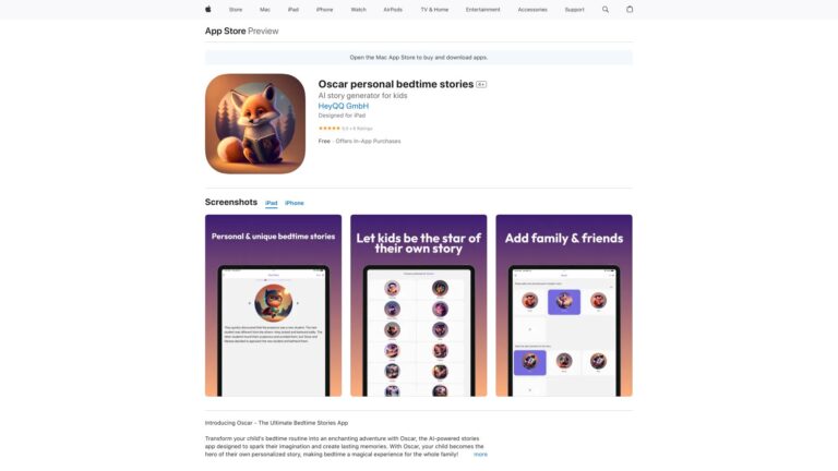 Advanced Oscar Personal Bedtime Stories AI Tool Review