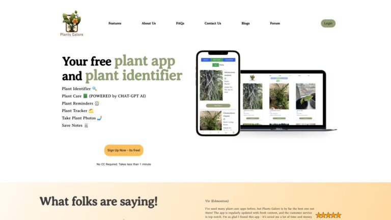 Innovative Plants Galore AI Tool Review