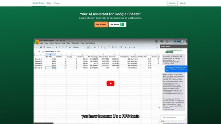 Innovative AI Chatbot For Google Sheets AI Tool Review