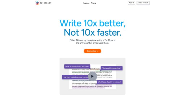 New Txt Muse AI Tool Review