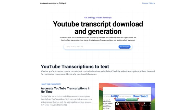 Trending Editby.ai Youtube Transcription Tool AI Tool Review
