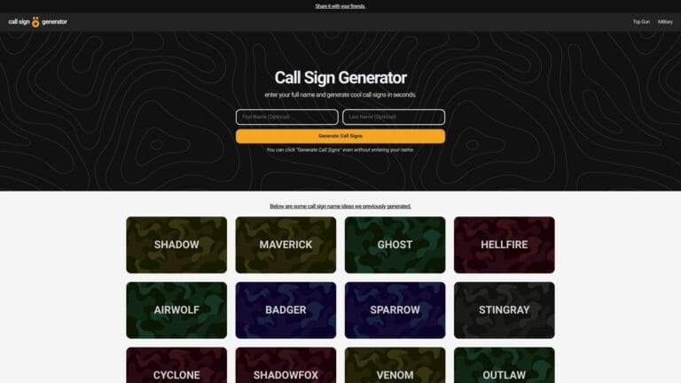 Smart Call Sign Generator AI Tool Review