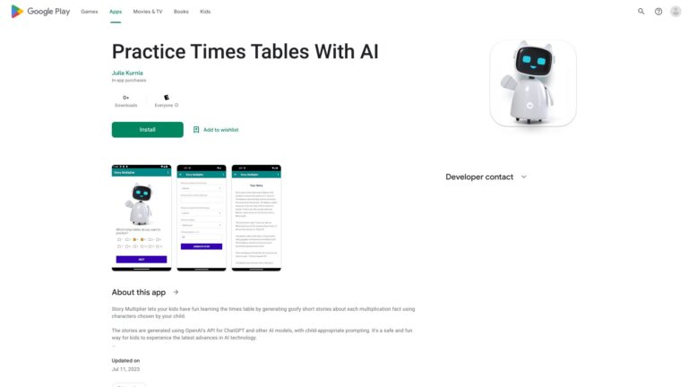 Popular Practice Times Tables With AI AI Tool Review