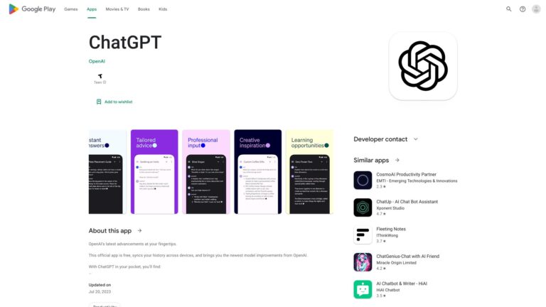 Free Chatgpt (google Play App) AI Tool Review