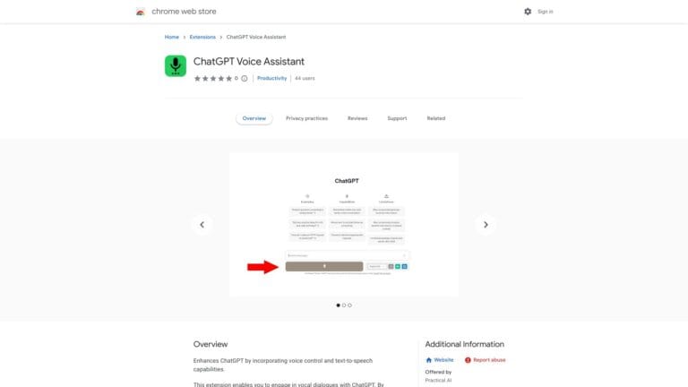 Popular Chatgpt Voice AI Chrome Extension AI Tool Review