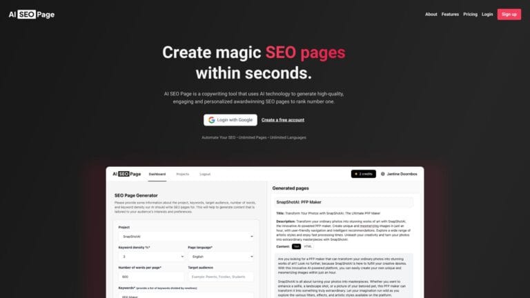 New AI Seo Page AI Tool Review