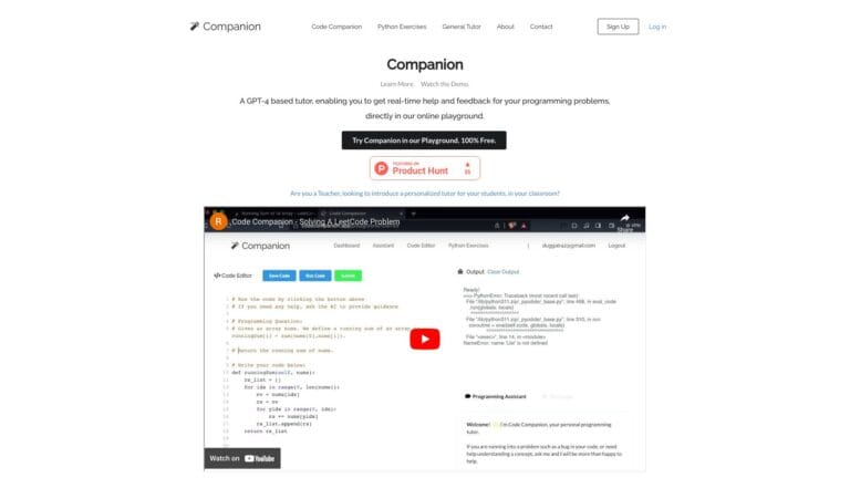 New Code Companion AI Tool Review