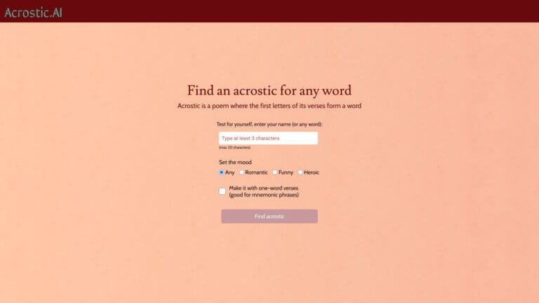 Free Acrostic AI AI Tool Review