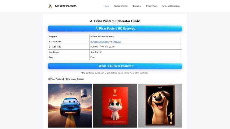 Advanced AI Pixar Posters AI Tool Review
