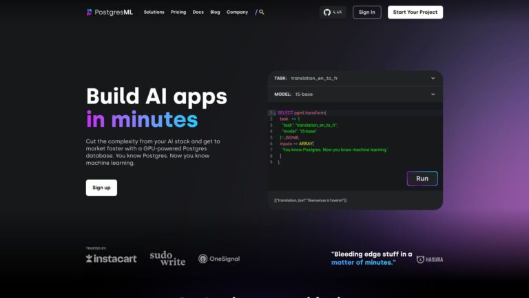 Best Postgresml AI Tool Review