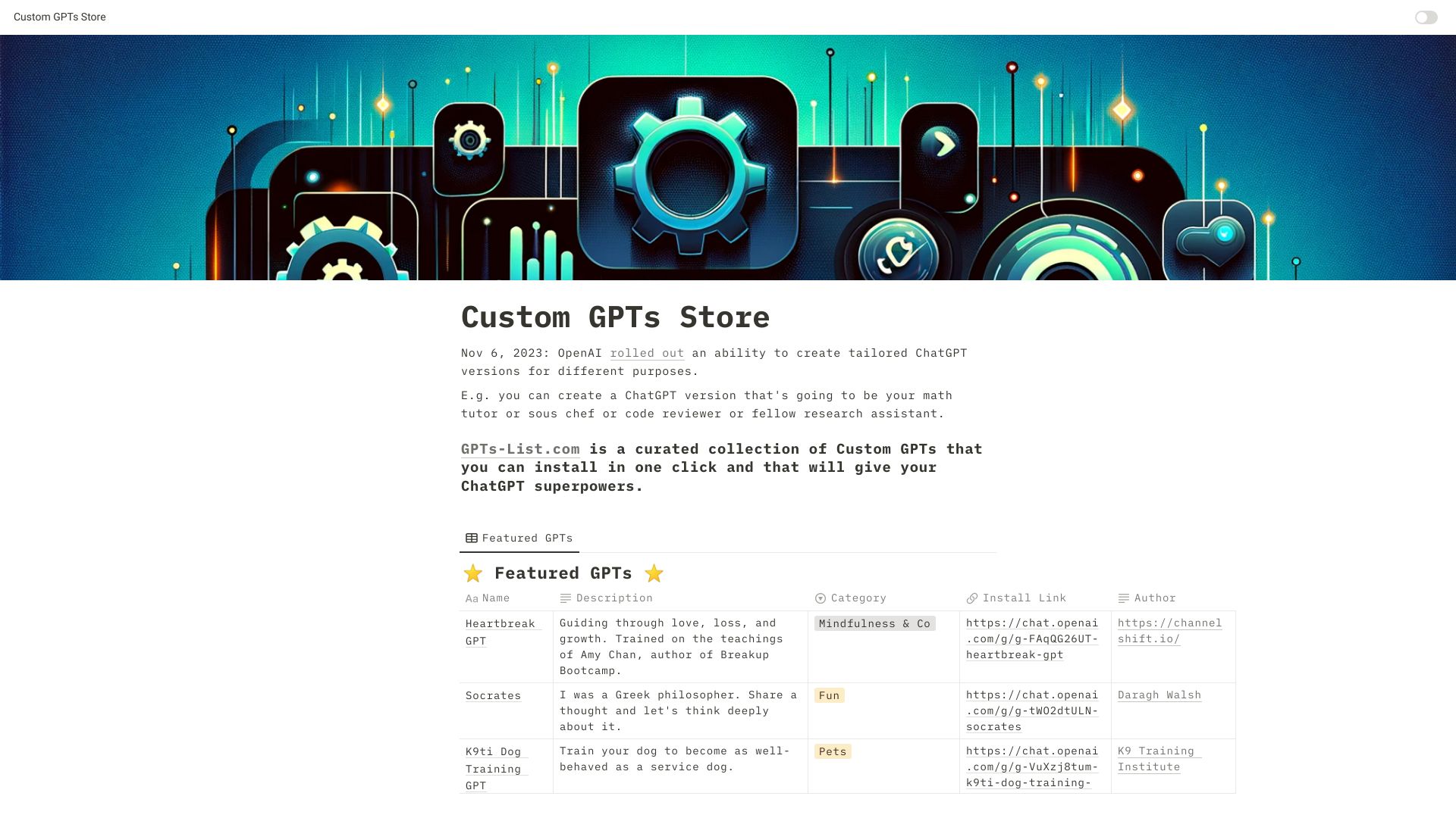 Custom GPTs Store logo