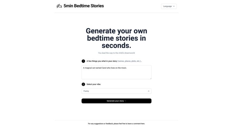Popular 5minute Bedtime Stories AI Tool Review