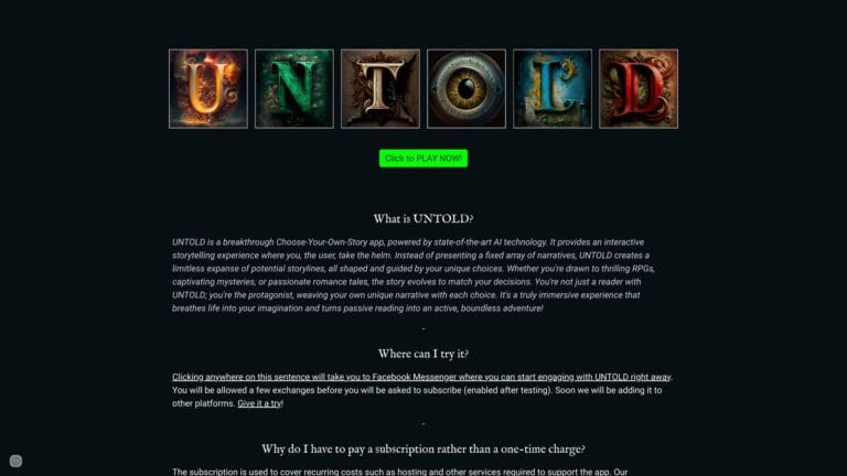 Top Play Untold AI Tool Review