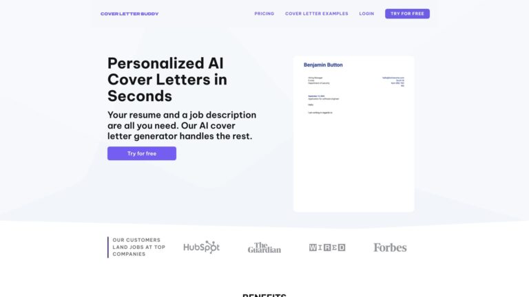 Innovative Cover Letter Buddy AI Tool Review