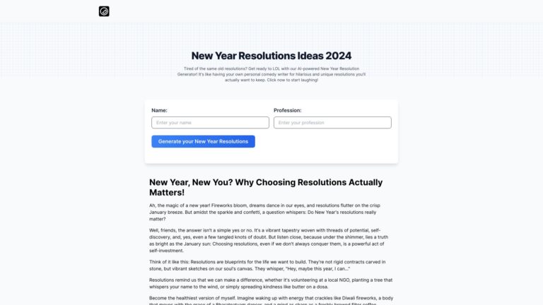 Best New Year Resolution Generator AI Tool Review