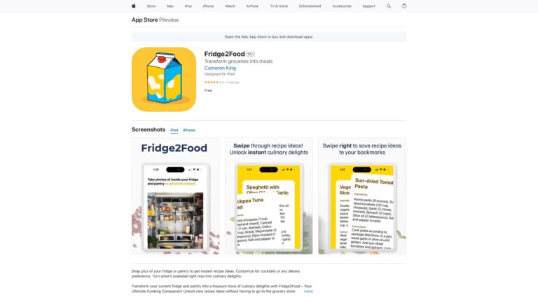 Innovative Fridge2food AI Tool Review