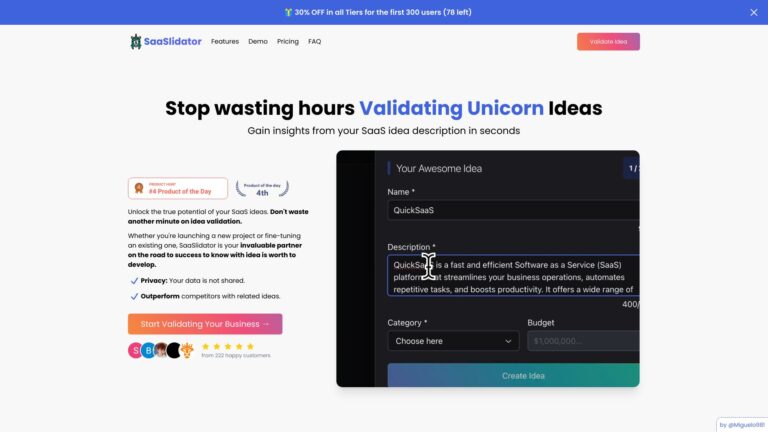 Best Saaslidator AI Tool Review