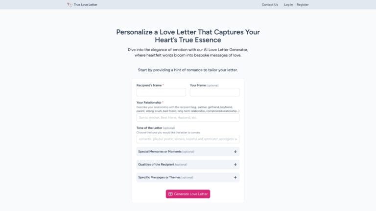 Free True Love Letter AI Tool Review