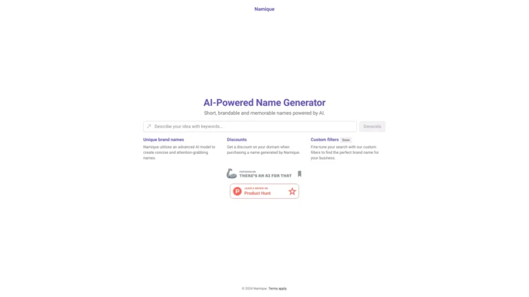 Powerful Namique AI Tool Review