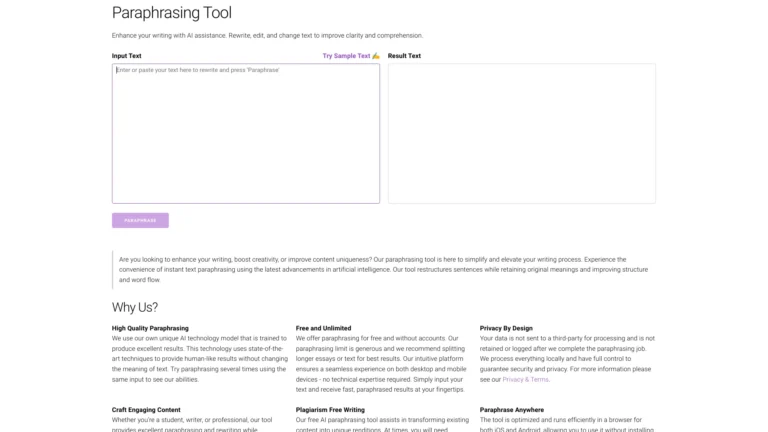Advanced Paraphrasing Tool AI Tool Review