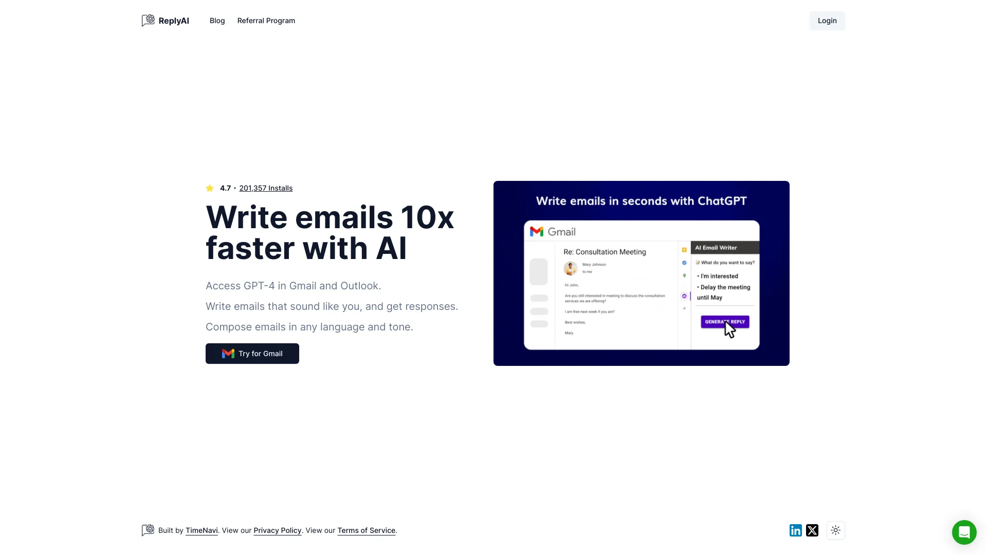 TimeNavi AI Email Writer logo