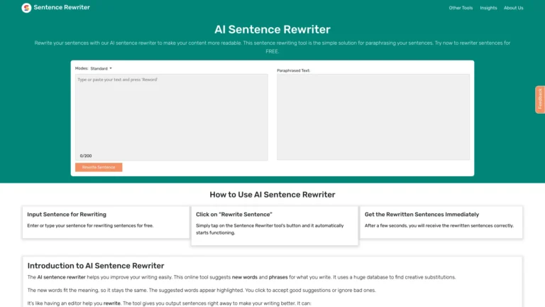 Popular Sentence Rewriter AI Tool Review