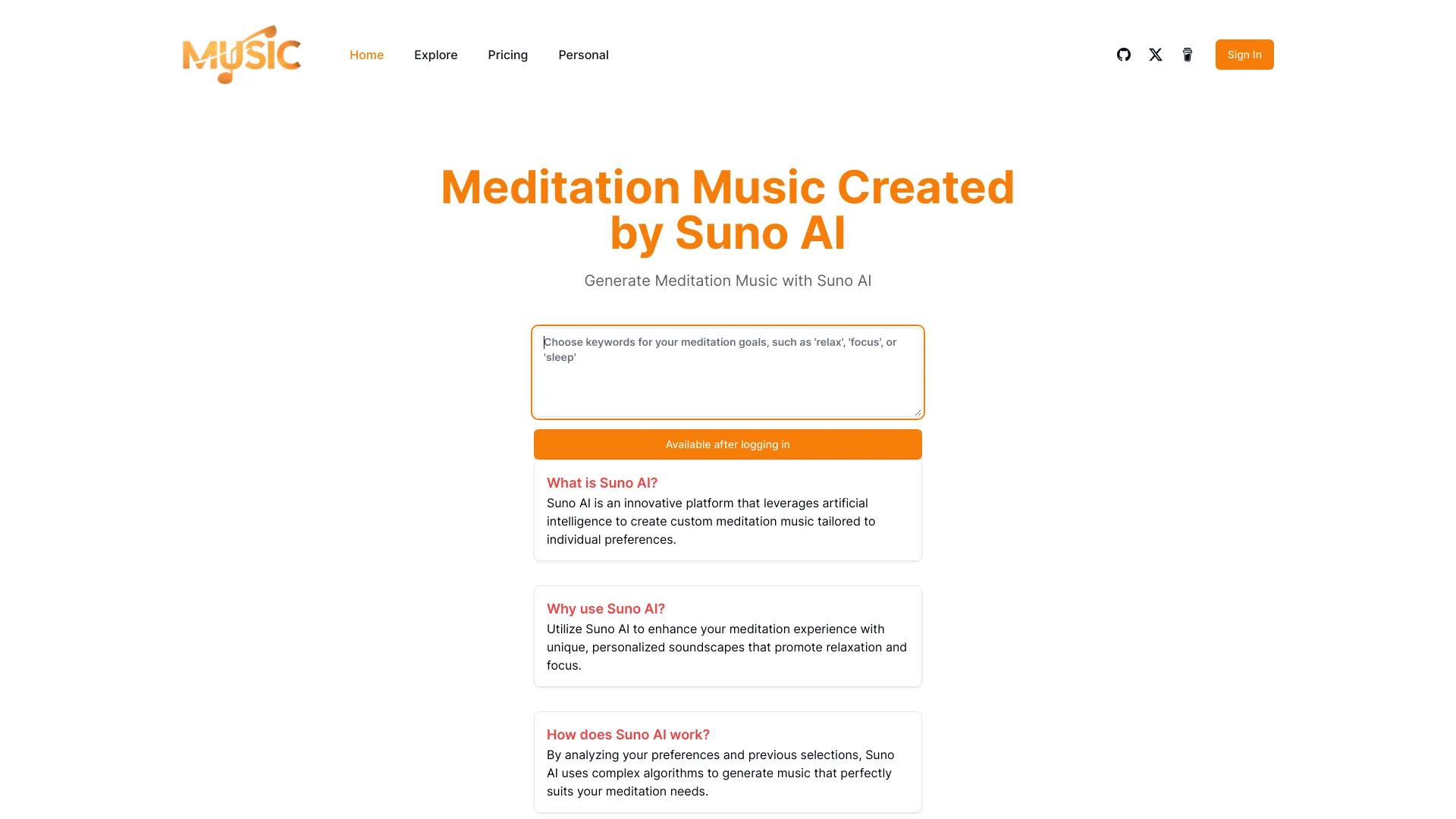 Meditation Music Created by SunoAI logo