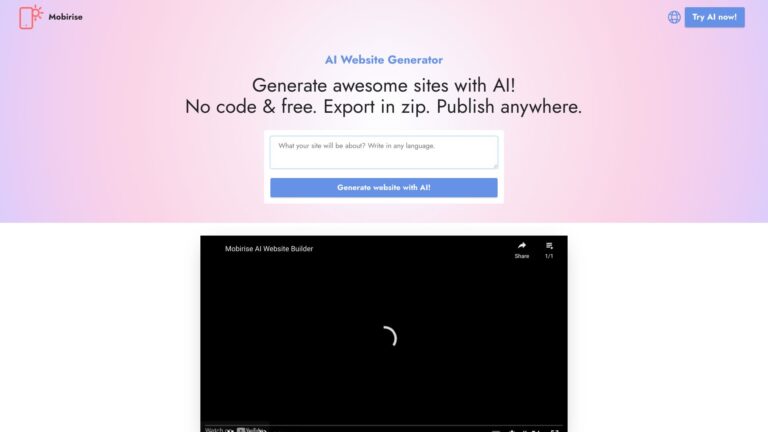 Free Mobirise AI Website Builder AI Tool Review