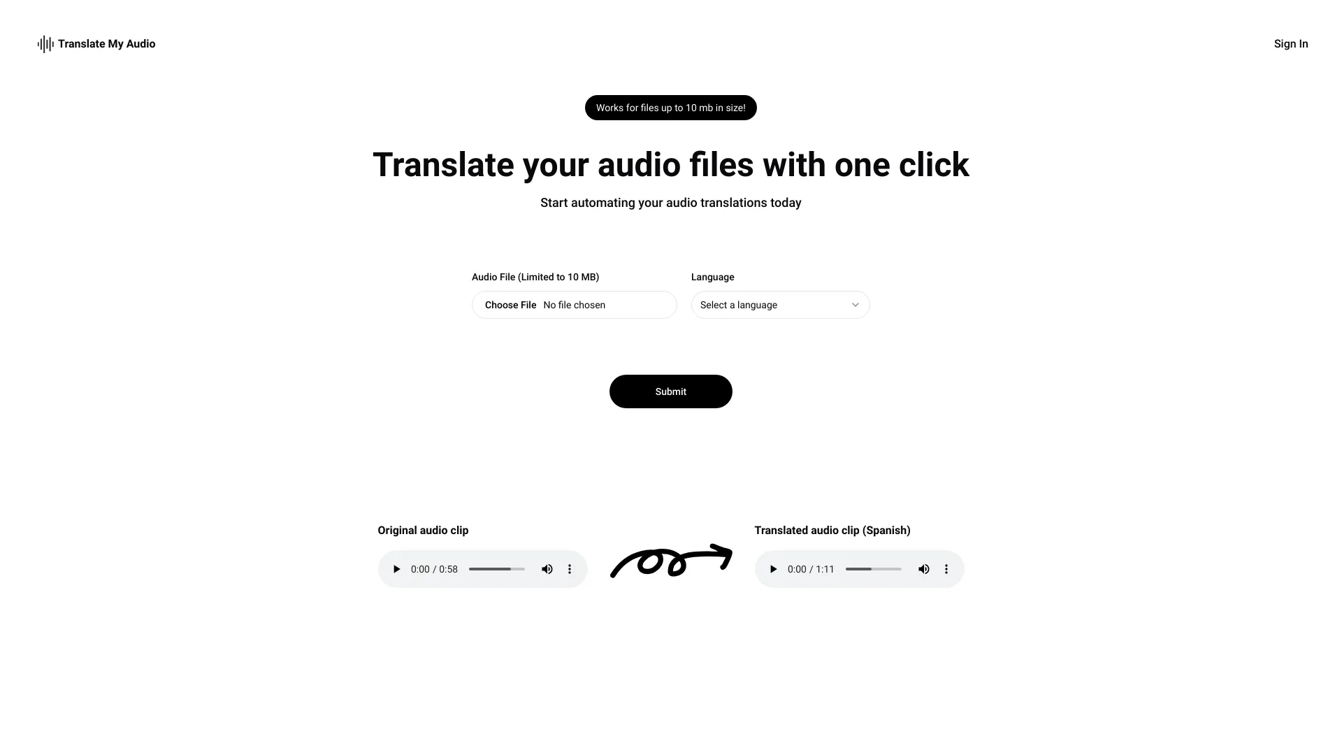 Translate My Audio logo