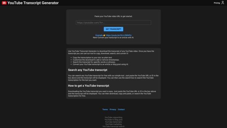 Advanced Youtube Transcript Generator AI Tool Review