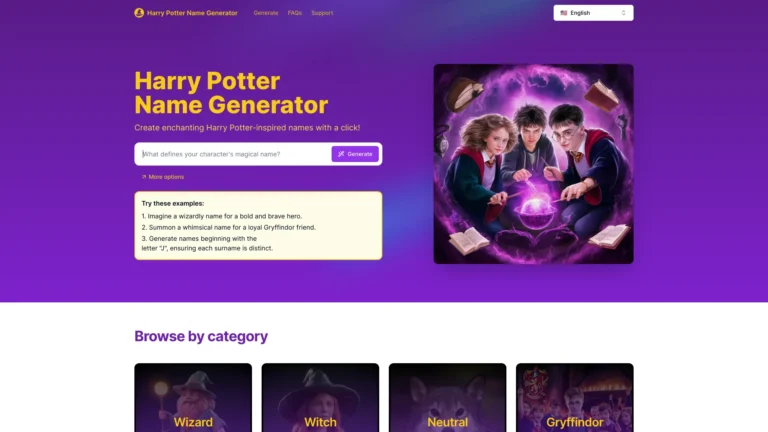 Top Harry Potter Name Generator AI Tool Review