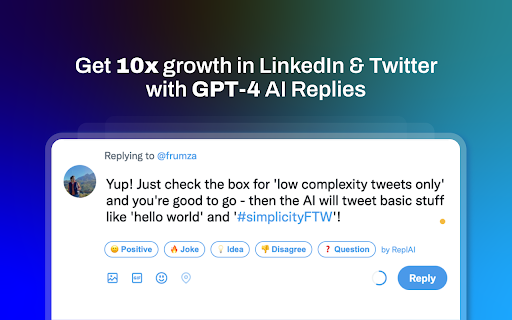 Replai – AI Replies for Twitter & LinkedIn ai chrome extension logo