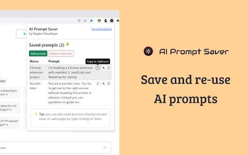 AI Prompt Saver ai chrome extension