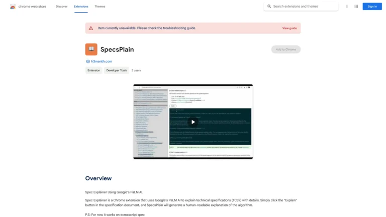 Trending Specsplain AI Chrome Extension AI Tool Review
