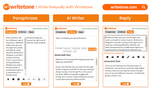 Writetone ai chrome extension logo
