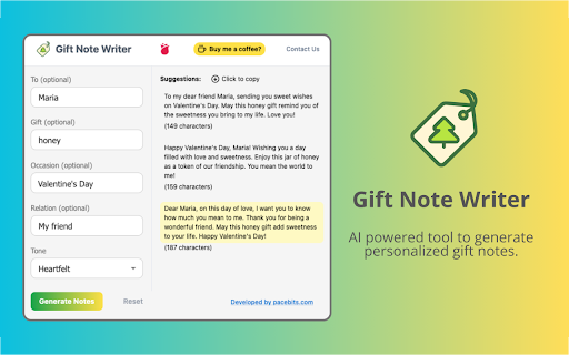 Gift Note Writer ai chrome extension logo