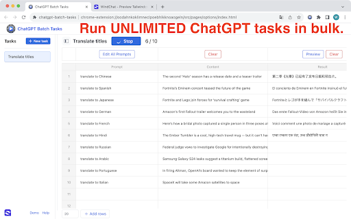 ChatGPT Batch Tasks Excel ai chrome extension logo
