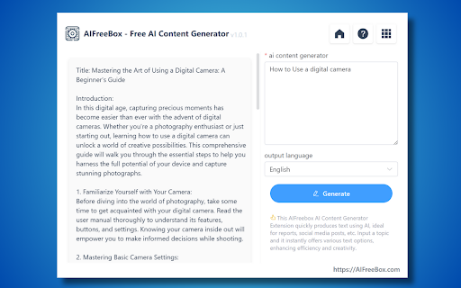 AI Writing Generator by AIFreeBox ai chrome extension