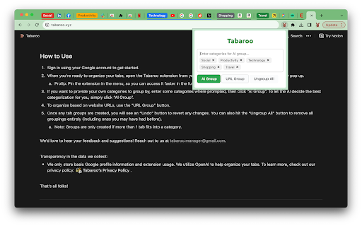 Tabaroo ai chrome extension logo